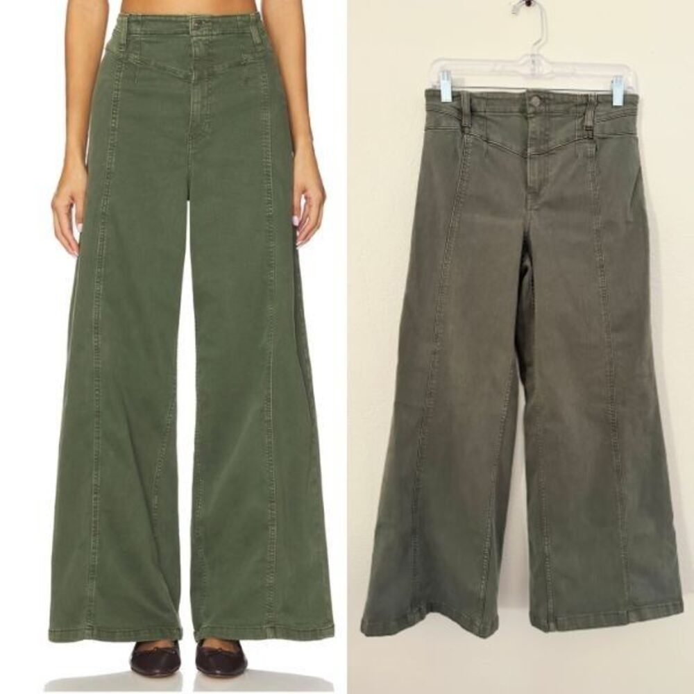 Free People We The Free Libre Wide Leg Pants Thyme Green Boho Women's 29P Petite